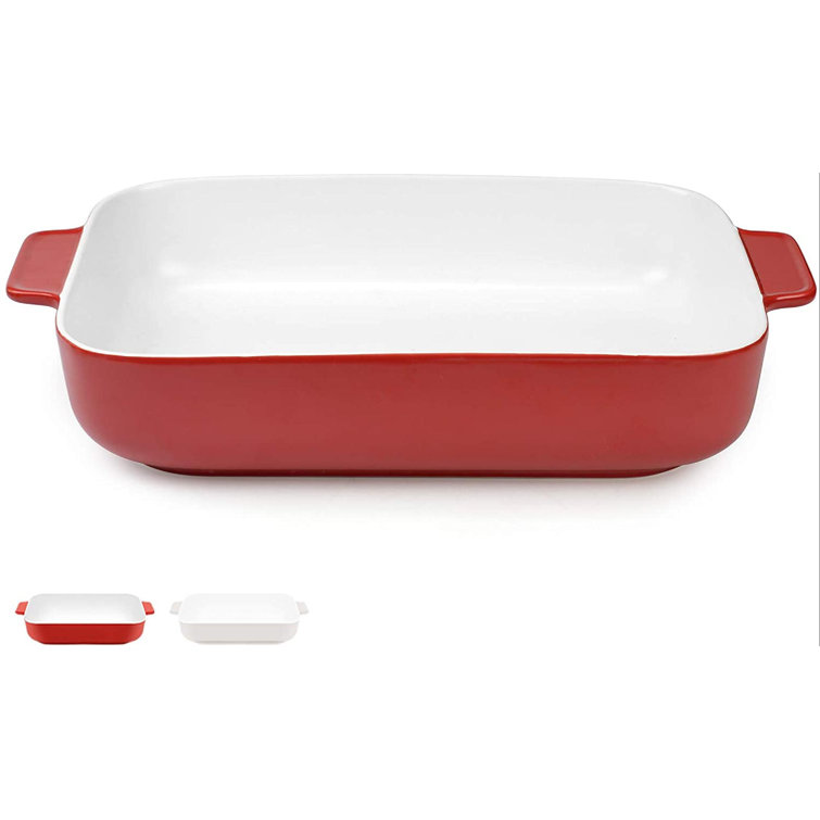 SpicyMedia Ceramic Baking Dish Red Lasagna Pan Rectangular Bakeware Set